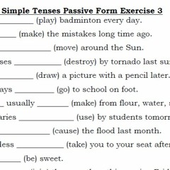 Junior Three Simple Tenses Passive Exercise 3 (Grammar Book)