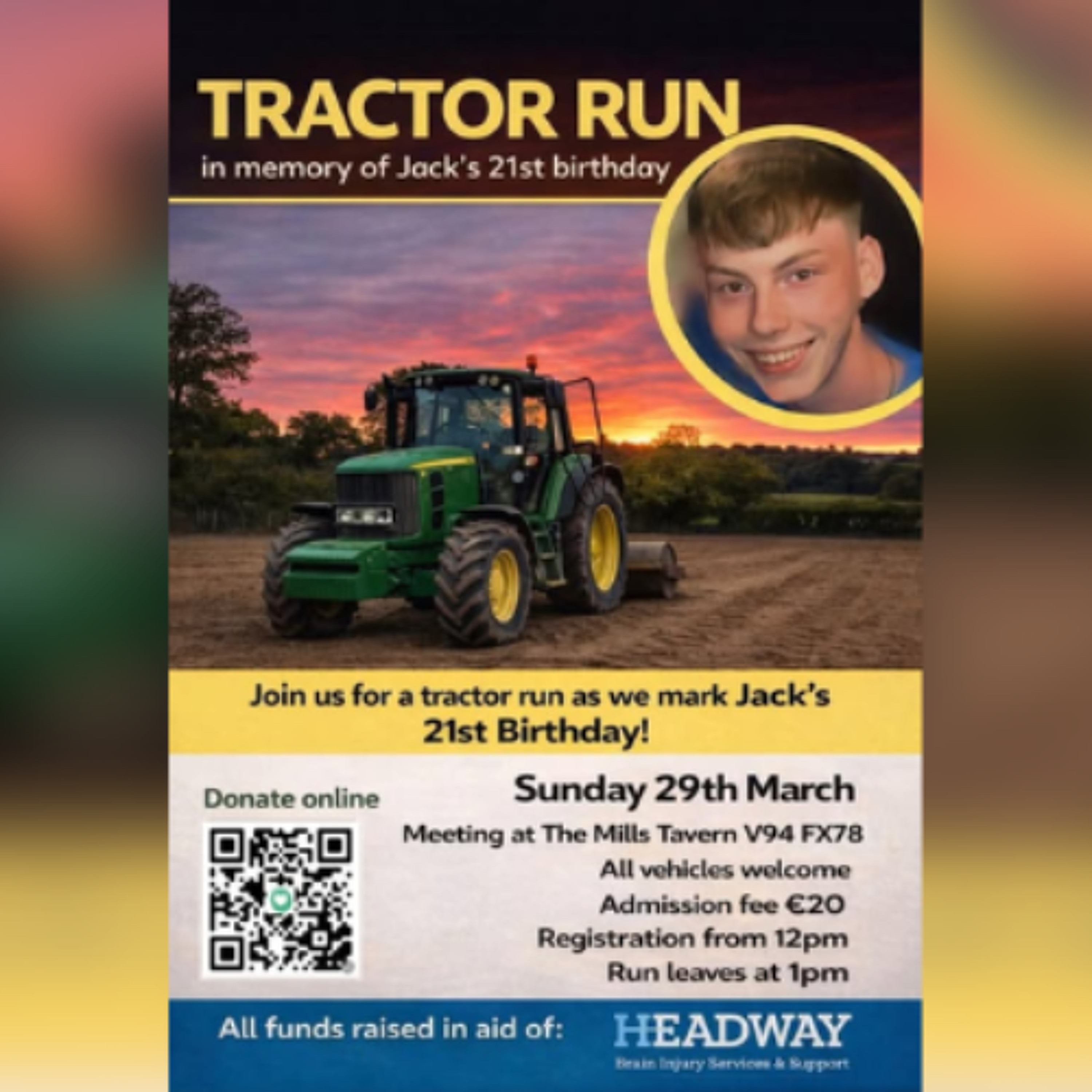 O’Callaghan’s Mills Tractor Run To Remember Jack Moloney On His 21st Birthday