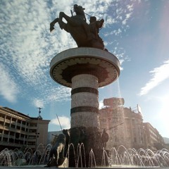 The Alexander the Great fountain in Skopje, Macedonia