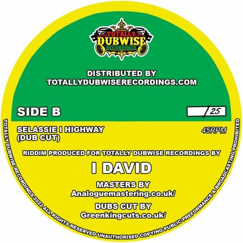 I David│Selassie I Highway│Dub Cut│Limited Edition 7" Lathe Cut