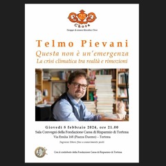 Giovedì sera Telmo Pievani con il Gruppo filosofico Chora a Tortona: "Questa non è un'emergenza"
