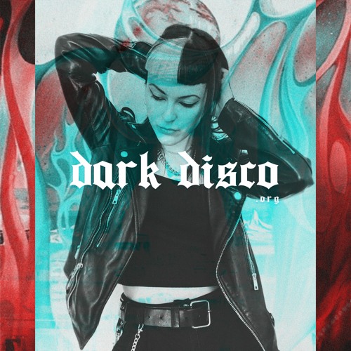 Dark Disco podcast title illustration: A pic of a young woman with black and white hair in black clothes.