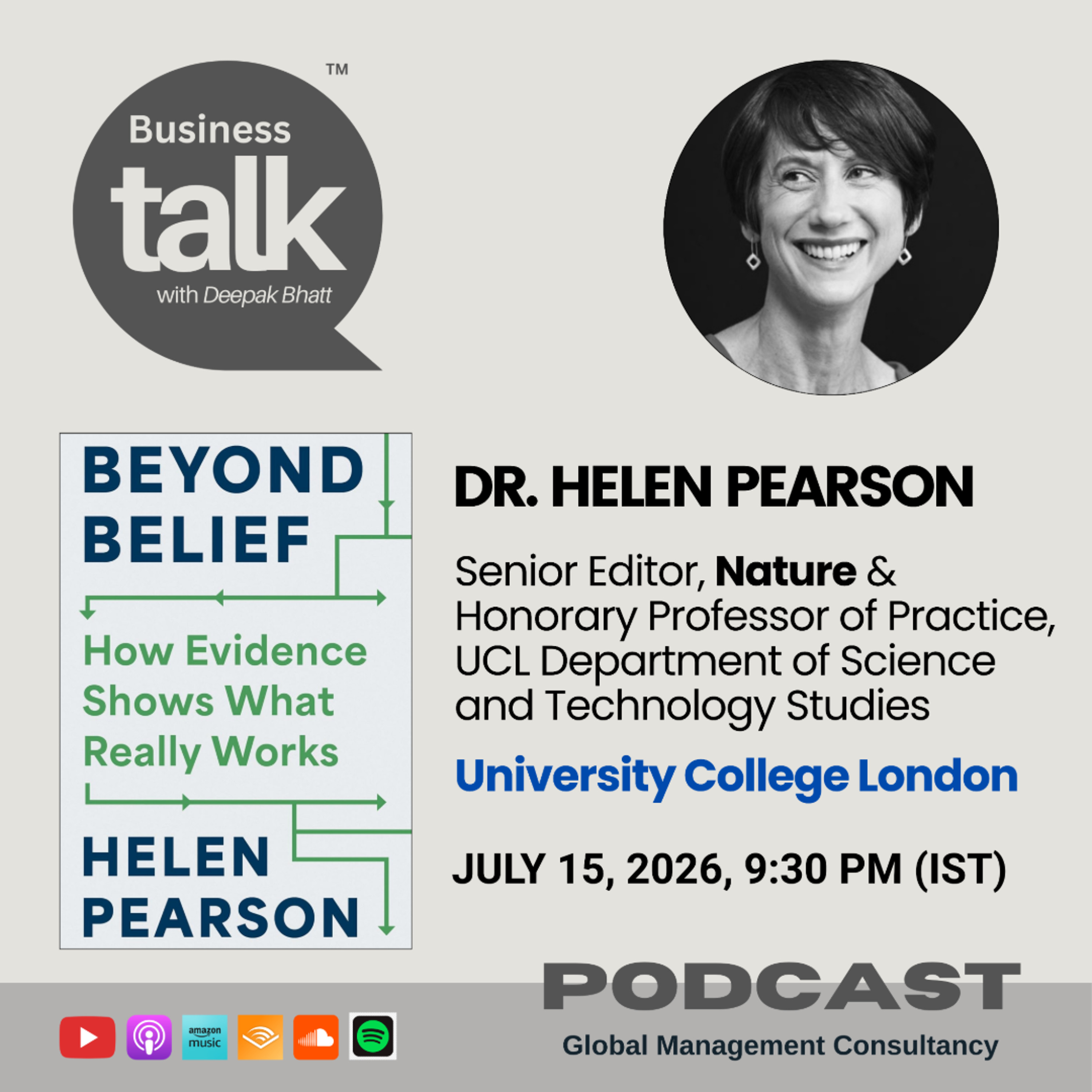 Beyond Belief: Why Leaders Must Ask “Where’s the Evidence?” | Dr. Helen Pearson explains episode artwork