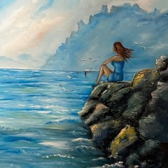 MENINA SENTADA EM FRENTE AO MAR