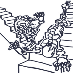 Several Skeletons Falling Down Approximately 51 Flights of Stairs