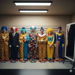 Line up of clowns.