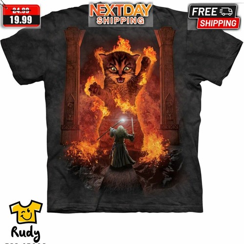 The Mountain Cat Gandalf You Shall Not Pass Fire Kitten Wizard Kitty Shirt