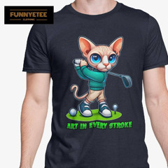 Funny Nerdy Sphynx Cat Playing Golf T-Shirt