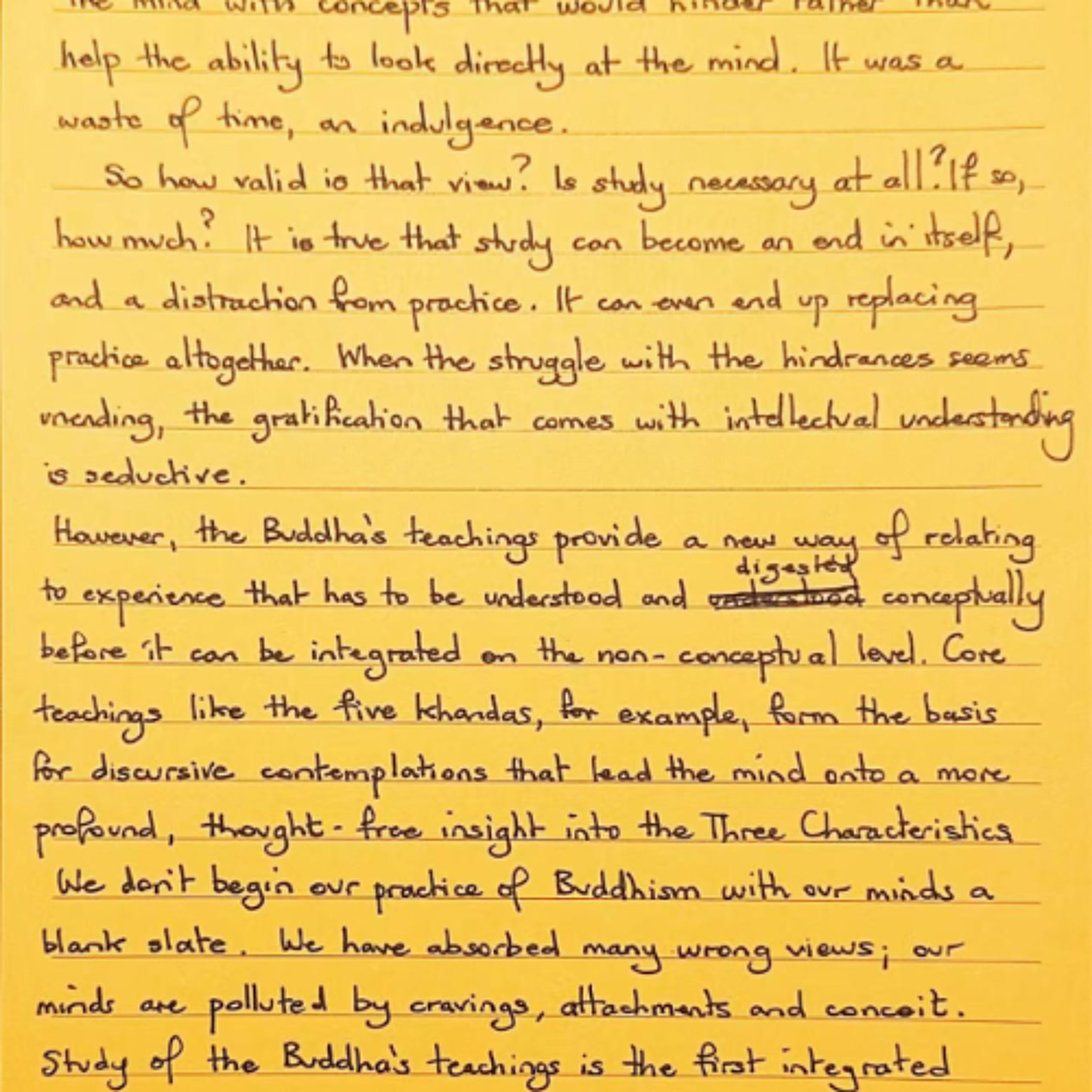 Foglietto Giallo del 5 agosto 2025 sullo studio del Dhamma