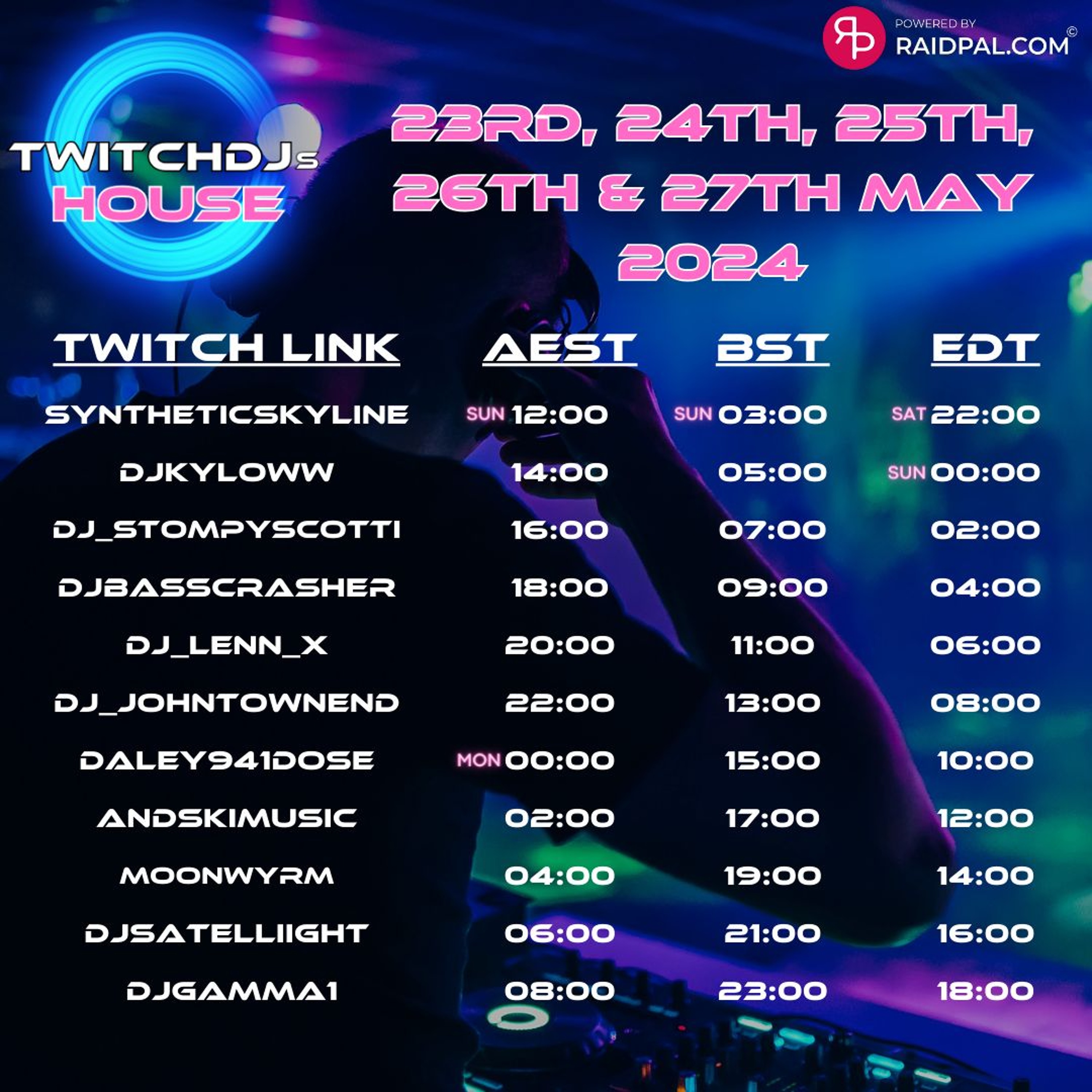 Twitch DJs house raid train