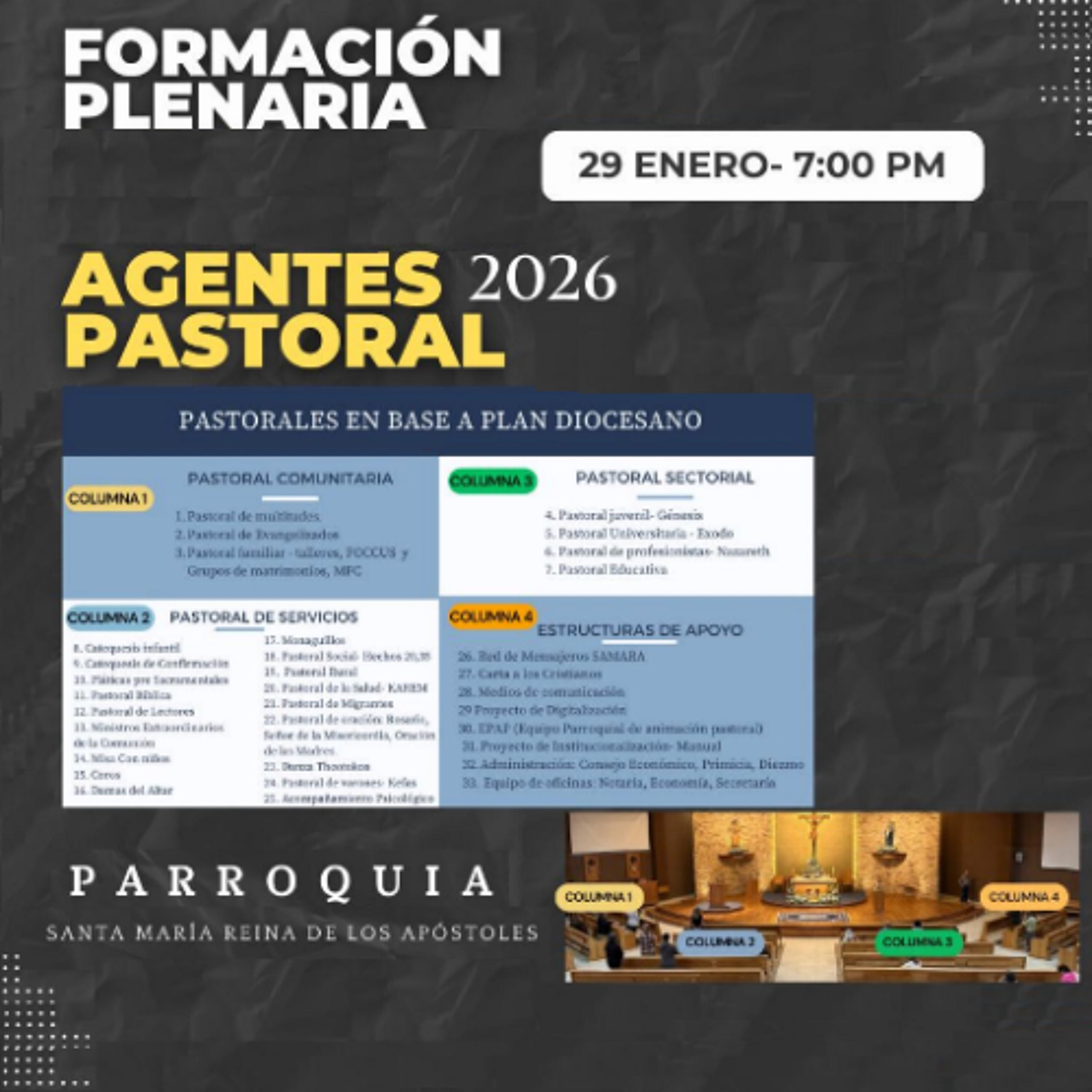 Formación Plenaria - Agentes de Pastoral 2026  1ra Reunión, Enero 29, 2026