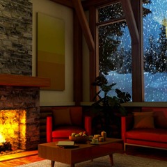 Relax To Winter Storm Sounds & Crackling Fireplace Comfy Vibe (75 Minutes)