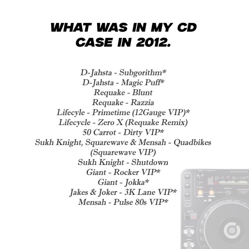 What was in my CD case in 2012 (Dubplate Showcase)