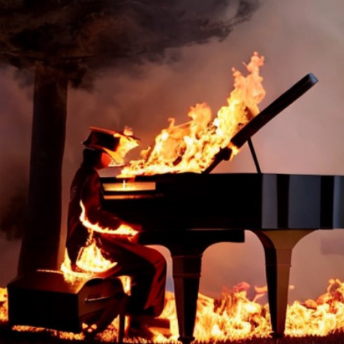 The piano is on fire