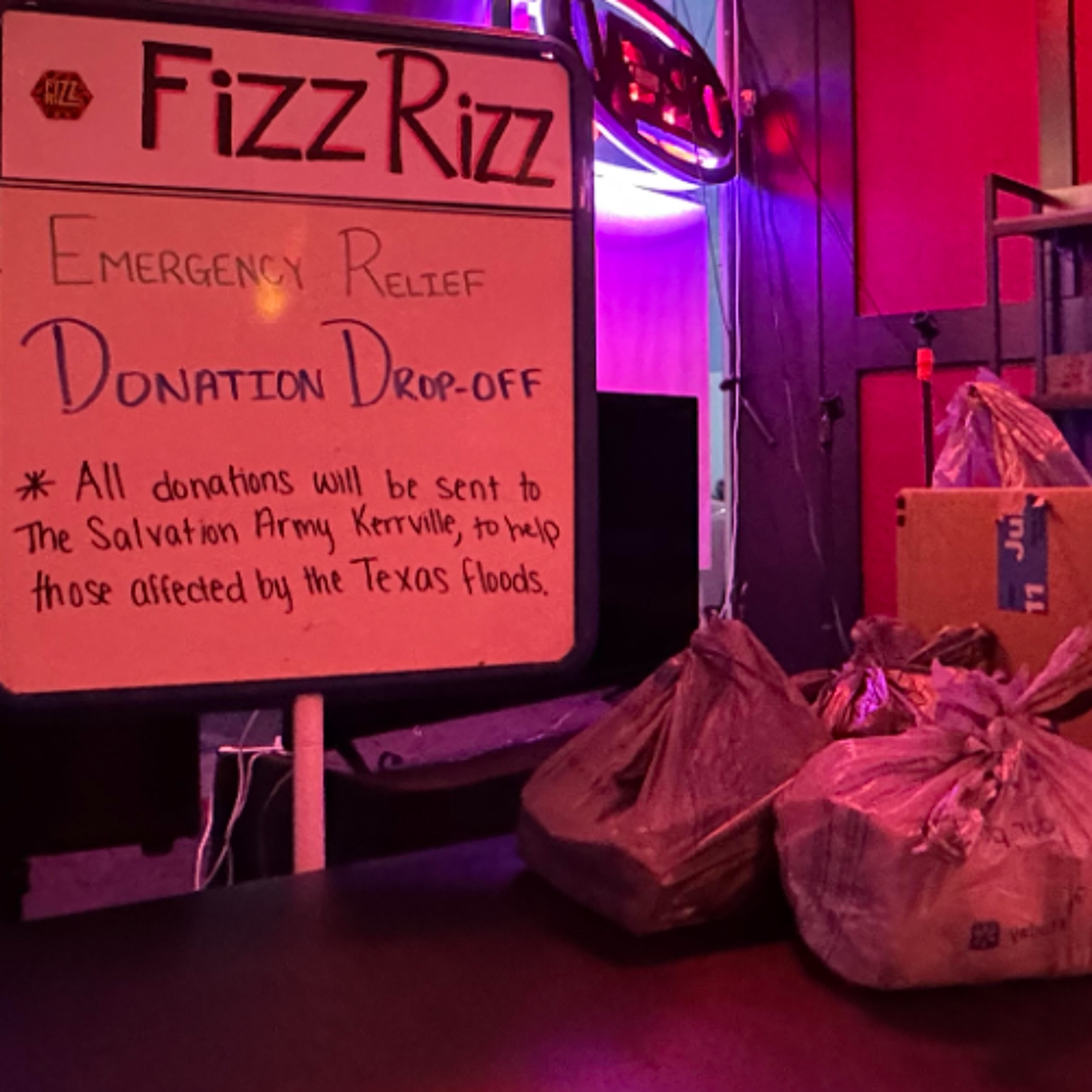 Fizz Rizz becomes a temporary donation hub for Texas Floods episode artwork