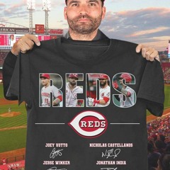 Cincinnati Reds Joey Votto Nicholas Castellanos Jesse Winker Jonathan India signatures shirt