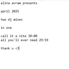 Alina Avram Presents: Call It A Nite / All You'll Ever Need