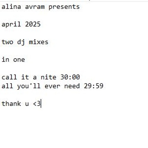Alina Avram Presents: Call It A Nite / All You'll Ever Need