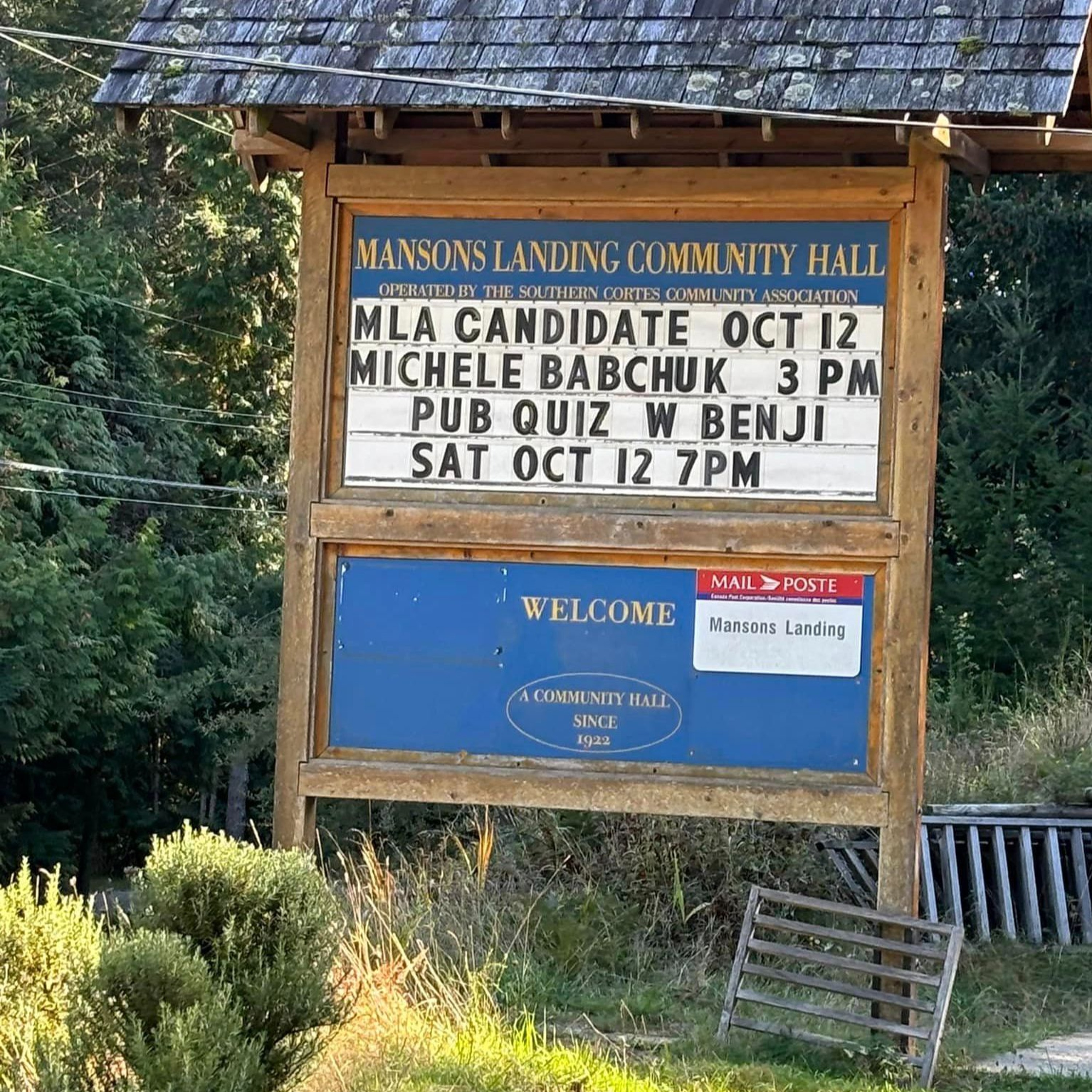 Michele Babchuk meets with Cortes Island voters