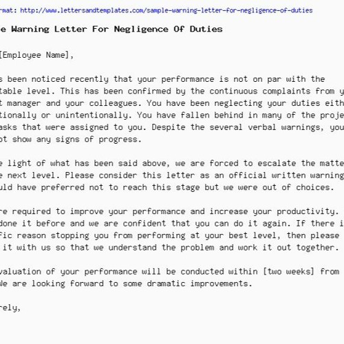 Stream Sample Warning Letter Negligence Of Duty UPDATED By Alintiegu 
