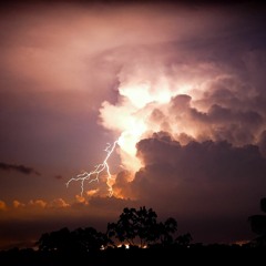 Massive thunderstorm approaching in the Amazon rainforest