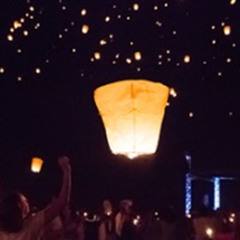 FLOATING SKY LANTERNS AT MIDNIGHT