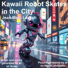 Kawaii Robot Skates in the City