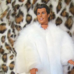 and i'm wearing a false fur white coat like Ken from Barbie