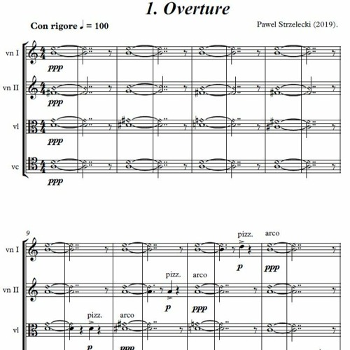 Pawel Strzelecki: 1. Overture [String Quartet No. 3 (2019)].