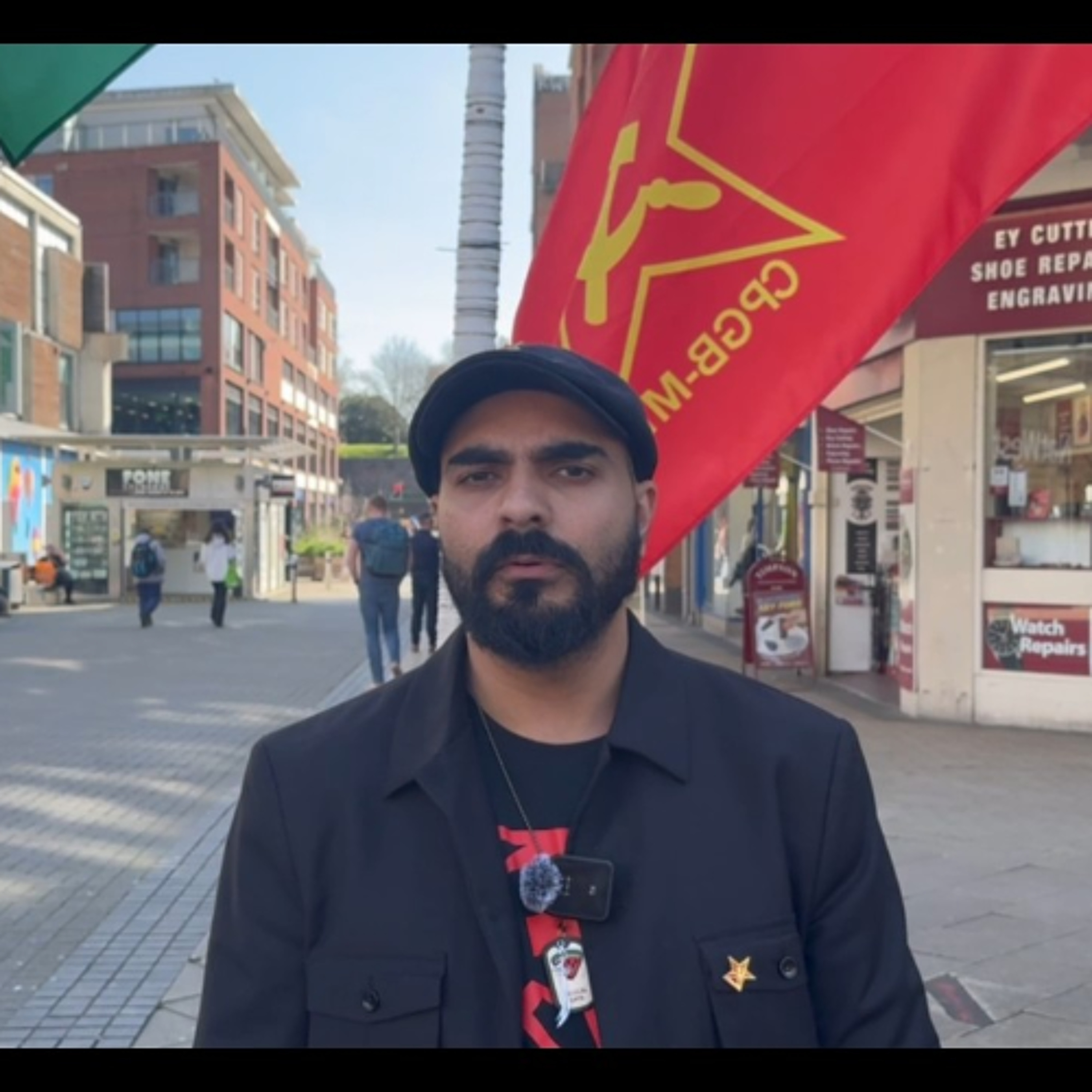 Comrade Ali speaks at an anti-war rally in Bristol (Hands off Iran Lebanon Palestine)