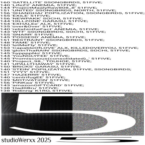 5 'studioWerxx' [2025] ft ssongbirds, Anemia, north, pop, sochi, Garasu, Alx, killedoveryou, Touhoe, k1ro
