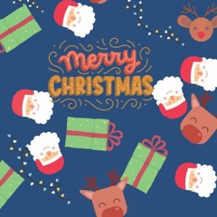 ⚡PDF❤ Brown Reindeer and Santa Claus on Dark Blue Background Merry Christmass Noteboo