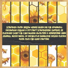 ✔PDF⚡️ scrapbook paper yellow honey queen bee for ephemera decoupage collage & DIY