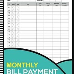 ~Read~[PDF] Bill Tracker Notebook: Monthly Bill Payment Checklist Planner For Budgeting Financi