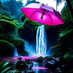 Pink Umbrella in the Jungle