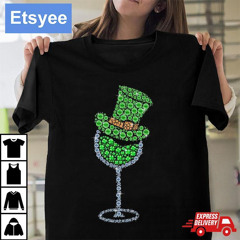 Wine Glasses Clover Leprechaun Irish Shamrock St Patrick Day T-Shirt