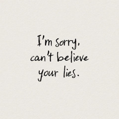 I'm sorry, I can't believe your lies.