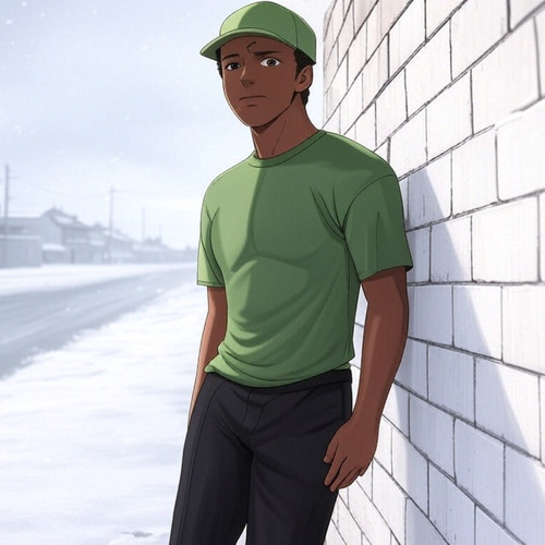 Leaning on White Bricks