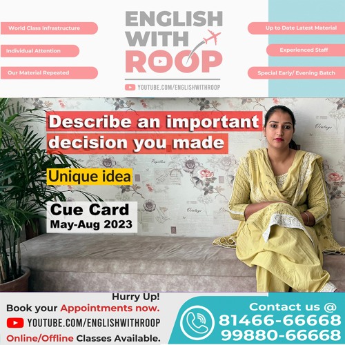 Stream describe an important decision you made cue card from english
