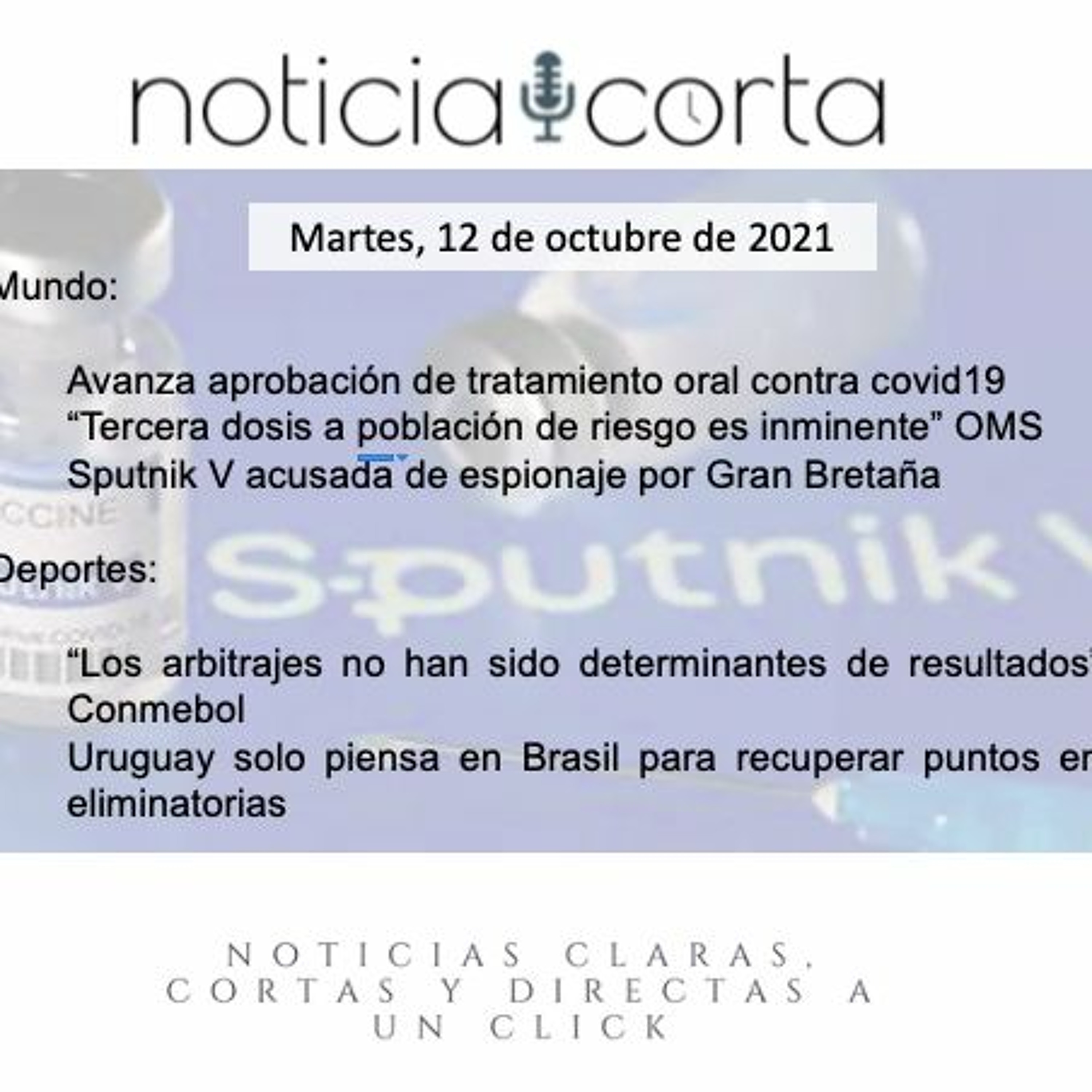 Noticia Corta, Martes 12 De Octubre De 2021