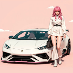 White Car And Trendy Girl