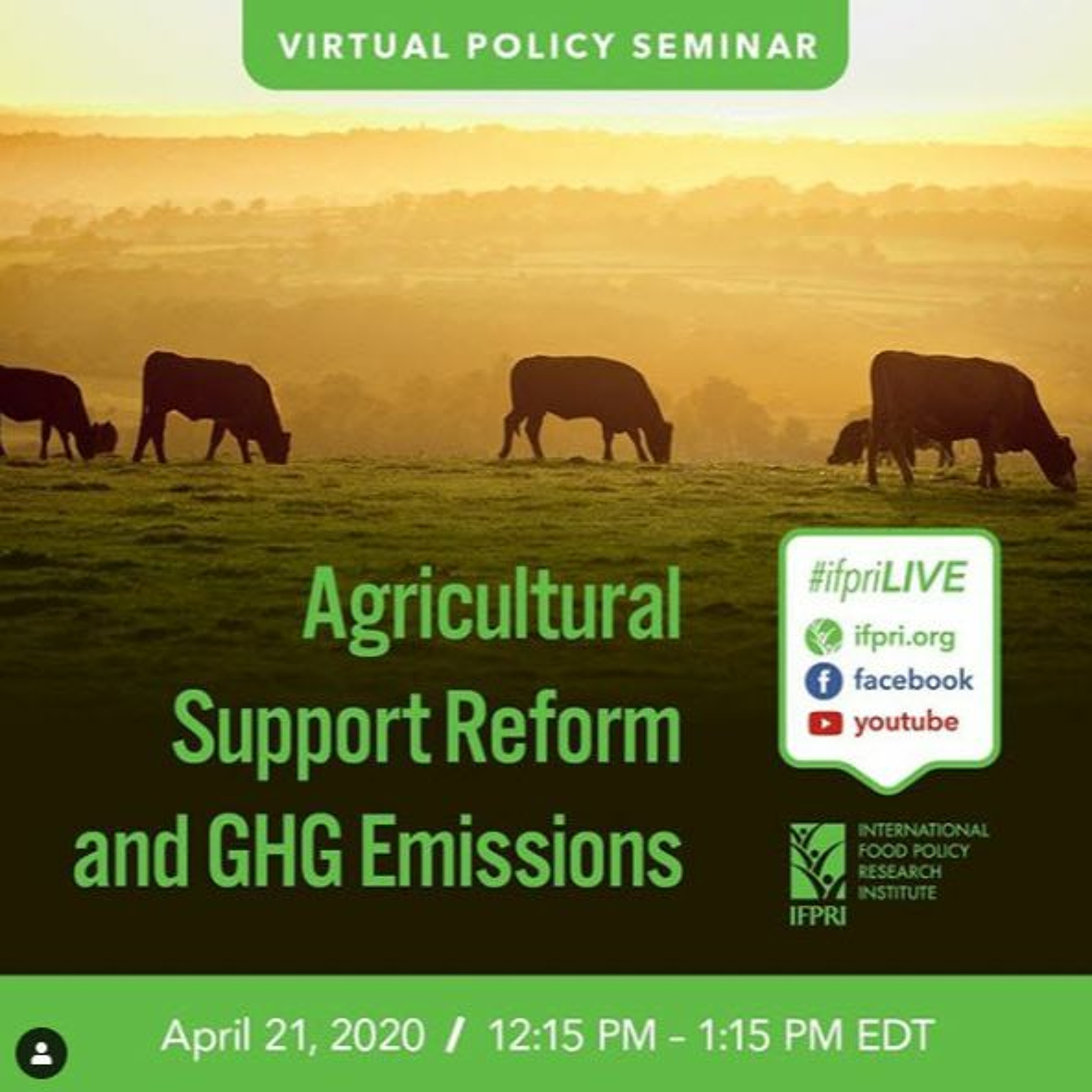IFPRI VIRTUAL Policy Seminar: Agricultural Support Reform and GHG Emissions - 04/21/2020 episode artwork