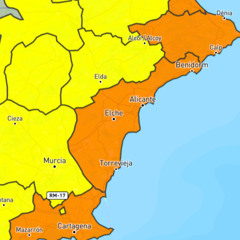 LA DANA ALICE LLEGA AL SURESTE ESPAÑOL CON LLUVIAS TORRENCIALES Y FUERTES VIENTOS
