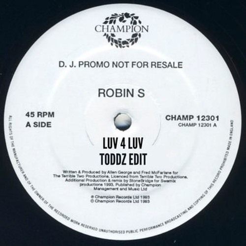 PremEar: Robin S - Luv 4 Luv (Toddz Edit) [BANDCAMP]