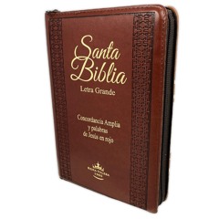 Biblia Letra Grande Tamaño Manual con Cierre Imitacion Piel Marron con Concordancia e Index Reina