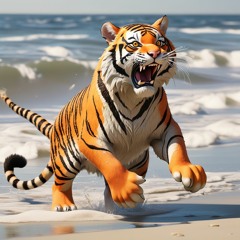 Tiger at the beach