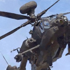 Apache AH64D helicopter - firing chain gun