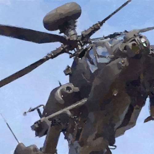 Apache AH64D helicopter - firing chain gun