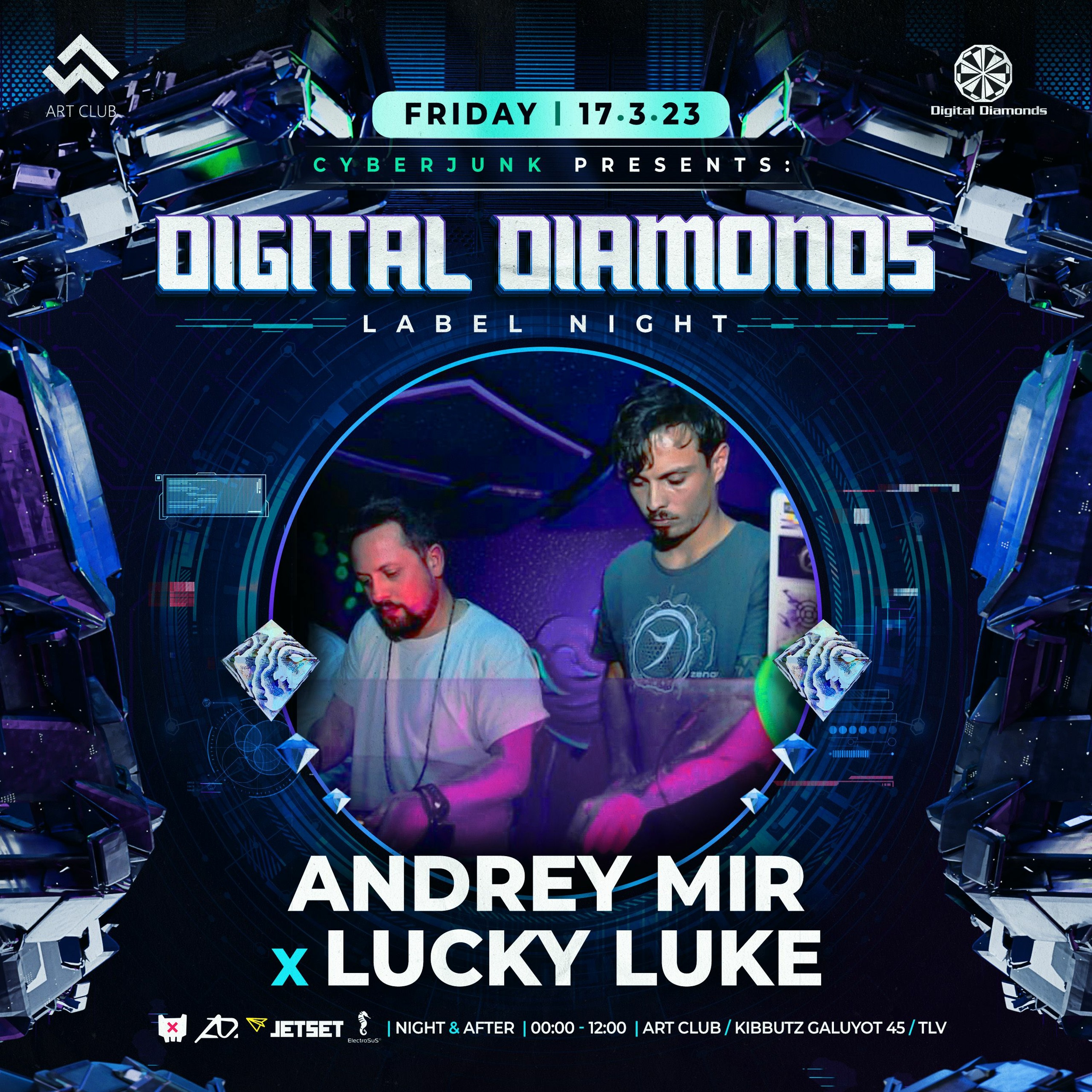 Andrey Mir X Lucky Luke @ CyberJunk ⟡ Digital Diamonds Label Night 17/3/23 ⟡ ArtClub TLV episode artwork