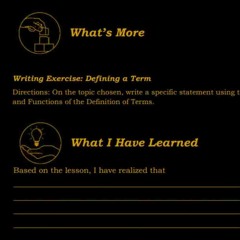 What's More, What I Have Learned?